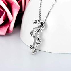 ROMANTIC WORK Snake Necklace for Men Sterling Silver Animal Sword Pendant Necklace Gothic Jewelry Birthday Gift for Boyfriend