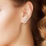 Big Apple Hoops - Geometric Circle Curve Line Ear Climber Stud Earrings Made from Genuine Solid 925 Sterling Silver Easter Sunday in 4 Colors Rose, Silver, Black, Gold with Electrocoated Finish for Anti-Tarnish