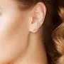 Big Apple Hoops - Geometric Circle Curve Line Ear Climber Stud Earrings Made from Genuine Solid 925 Sterling Silver Easter Sunday in 4 Colors Rose, Silver, Black, Gold with Electrocoated Finish for Anti-Tarnish