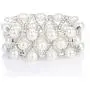 Pearl Stretch Bracelets , 3-Rows Simulated Pearls and Eye Shaped Knot Austrian Crystal Elastic Stretch Bangle for Wedding