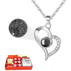 EleShow 925 Sterling Silver I Love You Necklace 100 Languages Love Necklace for Girlfriend Women Romantic Gifts for Her