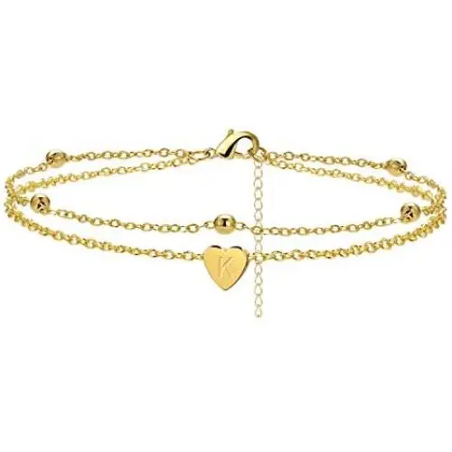 Initial Anklet Bracelets for Women Dainty Layered Beads Heart Letter Gold Ankle Bracelets for Teen Girls Foot Ankle Jewelry (K) Initial Anklet Bracelets for Women Dainty Layered Beads Heart Letter Gold Ankle Bracelets for Teen Girls Foot Ankle Jewelry (K)