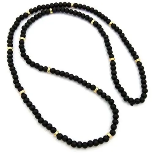 Fashion 21 Jet Black, Brown Tone 6mm 30'' Wooden Bead Metal Connect Ball Bead Necklace Fashion 21 Jet Black, Brown Tone 6mm 30'' Wooden Bead Metal Connect Ball Bead Necklace