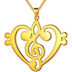 Beautlace Womens Musical Note Necklace Silver/18K Gold Black Gun Plated Treble Clef Music Note Jewelry Gifts for Music Lover