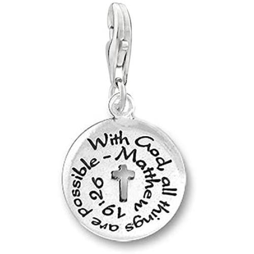 Sexy Sparkles Charms for Bracelets with Lobster Clip with God All Things are Possible Jewelry with Lobster Clasp
