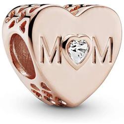 Pandora Jewelry Clear Mom Heart Cubic Zirconia Charm in Pandora Rose