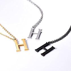 PROSTEEL Stainless Steel/Sterling Silver Initial Name Necklace, A to Z Initial Letter Personalized Necklaces for Men Women, Gold/Silver/Black Tone, 16''/20'' Adjustable, Come Gift Box