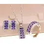 Uloveido Platinum Plated Oval Cut Cubic Zirconia 7 Stones Necklace Earrings and Ring Half Moon Party Jewelry Set T502