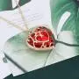 FAADBUK The Legend of Zelda Jewelry Zelda Skyward Sword Heart Sapphire Ruby Necklace Legend fo Zelda Gift for Women Girl