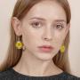 Bonaluna Pressed Flower Circle Drop Earrings