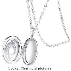 U7 Round Locket Necklace That Hold Picture Stainless Steel 18K Gold Plated Necklace with Photo Custom or Text Engrave Service, Gift for Women Girls