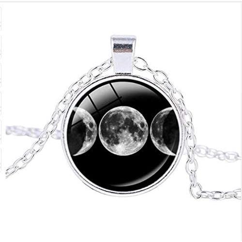 Triple Moon Witches Necklace, Goddess Witchcraft Vintage Pendant Necklace Jewelry