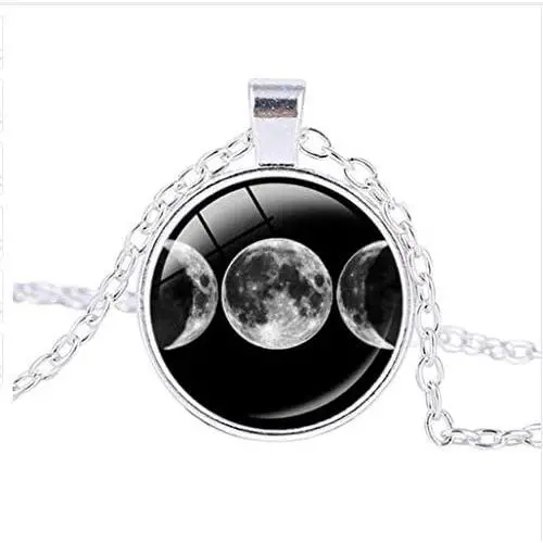 Triple Moon Witches Necklace, Goddess Witchcraft Vintage Pendant Necklace Jewelry Triple Moon Witches Necklace, Goddess Witchcraft Vintage Pendant Necklace Jewelry