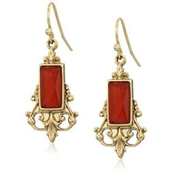 1928 Jewelry Gold-Tone Carnelian Drop Earrings