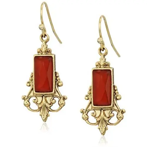1928 Jewelry Gold-Tone Carnelian Drop Earrings 1928 Jewelry Gold-Tone Carnelian Drop Earrings