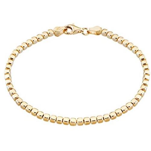 Miabella 18K Gold Over 925 Sterling Silver Organic Cube Bead Chain Bracelet for Women Men, 6.5, 7, 7.5, 8, 8.5 Inch Handmade in Italy Miabella 18K Gold Over 925 Sterling Silver Organic Cube Bead Chain Bracelet for Women Men, 6.5, 7, 7.5, 8, 8.5 Inch Handmade in Italy