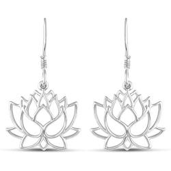 Open Lotus Lace Flower Drop Dangle Swing Earrings in 925 Sterling Silver Jewelry for Women and Girls
