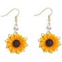 BELUCKIN Fashion Sunflower Leaf Pendant Necklace for Women Yellow Enamel Daisy Sun Flower Necklace Dangle Earrings Jewelry Set Gift