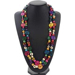 SELOVO Bohemia Women Layers Statement Colorful Wooden Beads Necklace Novelty Jeweley