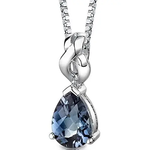 Simulated Alexandrite Pendant Necklace Sterling Silver Pear Shape Simulated Alexandrite Pendant Necklace Sterling Silver Pear Shape