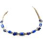 Hemp Choker with Blue Glass Oval Bead and Lapis Semi Precious Stone Chips