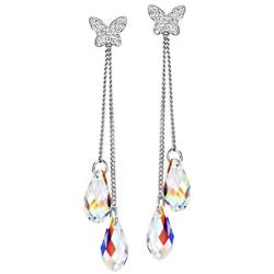 NEOGLORY Jewelry Teardrop Platinum Plated Drop Earrings Embellished with Crystals from Swarovski