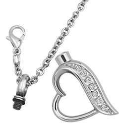 LoEnMe Jewelry Urn Necklace for Ash Cremation Pendant Love Heart Cross Flower Cute Footprint Mothers Day Keepsake