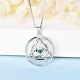 YL Celtic Knot Necklace 925 Sterling Silver Created Aquamarine/Ruby/Emerald/Cubic Zirconia Trinity Pendant Love Knot Jewelry
