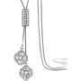 Qiaoqiao Elegant Lucky Four-Leaf Clover Pendant Long Necklace Crystal Flower Tassel Sweater Chain Necklaces Fashion Jewelry for Women Girls Gift