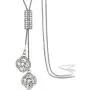 Qiaoqiao Elegant Lucky Four-Leaf Clover Pendant Long Necklace Crystal Flower Tassel Sweater Chain Necklaces Fashion Jewelry for Women Girls Gift