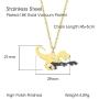 18K Gold Vacuum Plated Jurassic Park Dinosaur T-rex Necklace,Cute Pendant Gift,Women Girls Stainless Steel Clavicle Chain 18''