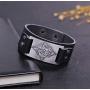 cooltime Black Wings Dragon Viking Mens Leather Bracelet Celtic Jewelry (Silver)