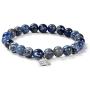Crystal Agate Blue Sodalite Bracelet| Chakra Reiki Healing Gemstone Bangle Wristlet| Elastic Stretchy Jewelry with Round Crystal Beads for Women Girls Unisex
