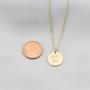 LUIWIN Inspirational Disc Necklace 14K Gold Plated Simple Engraved Hand Stamped Round Pendant Necklace Jewelry Gift for Women Girls 15 mm Disc,18'' + 2'' ext …