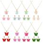 8 Pairs Butterfly necklace Earrings set - Acrylic Butterfly Pendant Necklace, Butterfly Stud Earrings, Great for Women,Girls