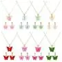 8 Pairs Butterfly necklace Earrings set - Acrylic Butterfly Pendant Necklace, Butterfly Stud Earrings, Great for Women,Girls
