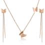 EVEVIC Stainless Steel Butterfly Necklace Earrings Set for Women 14K Gold Plated Hypoallergenic Jewelry Sets