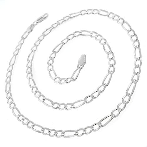 925 Italian Sterling Silver 2.5mm - 10.5mm Solid Figaro Chain, FREE Microfiber Cloth, ITProLux Link Necklace & Bracelet, Giorgio Bergamo