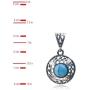 Sterling Silver Turquoise Round Earrings Pendant Set Necklace Chain 18 Inches