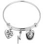 WUSUANED My Heart Belongs to A Lineman Lightning Helmet Charms Expandable Wire Bangle Bracelet Lineman Jewelry Gift for Lineman Mom Wife Girlfriend