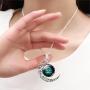 HUASAI 12 Twelve Constellations Hand Woven Leather Bracelet and Moon Pendant Necklace Zodiac Sign Jewelry Set