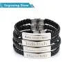 GAGAFEEL Custom Leather Bracelet Classic Braided Rope Engraved Name Message Men Women Stainless Steel ID Cuff Bangle Xmas Birthday Gift for Bestfriend Couple GAGAFEEL Custom Leather Bracelet Classic Braided Rope Engraved Name Message Men Women Stainless Steel ID Cuff Bangle Xmas Birthday Gift for Bestfriend Couple