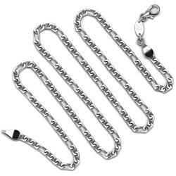 925 Sterling Silver Diamond Cut Solid Figaro Link-Chain Necklace (3 mm, 4 mm) Claps: Lobster Claw