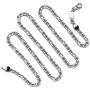 925 Sterling Silver Diamond Cut Solid Figaro Link-Chain Necklace (3 mm, 4 mm) Claps: Lobster Claw