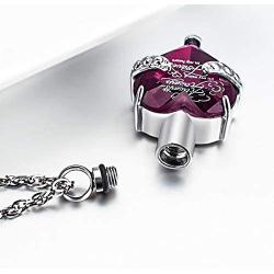 XIUDA Birthstone Crystal Urn Necklace Heart Memorial Keepsake Pendant Ash Holder Cremation Jewelry for Ashes