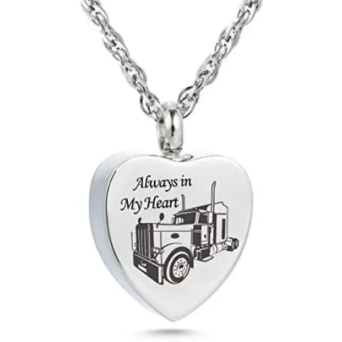 Always in my heart Urn Necklace for Ashes Trucker Memory Pendant Cremation Jewelry Always in my heart Urn Necklace for Ashes Trucker Memory Pendant Cremation Jewelry