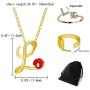 Harlermoon Initial Necklace Finger Rings Set A-Z 26 Letter Alphabet Necklace with Flower Crystal Initial Open Statement Rings Jewelry