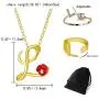 Harlermoon Initial Necklace Finger Rings Set A-Z 26 Letter Alphabet Necklace with Flower Crystal Initial Open Statement Rings Jewelry