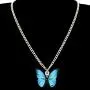 WEVENI Acrylic Blue Morpho Butterfly Necklace Insect Pendant Spring Summer Jewelry Novelty Gifts for Women Girls Ladies