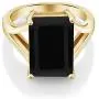 Gem Stone King Black Onyx 18K Yellow Gold Plated Silver Womens Solitaire Ring 6.60 Ct Gemstone 14X10MM Emerald Cut (Available 5,6,7,8,9) Gem Stone King Black Onyx 18K Yellow Gold Plated Silver Womens Solitaire Ring 6.60 Ct Gemstone 14X10MM Emerald Cut (Available 5,6,7,8,9)